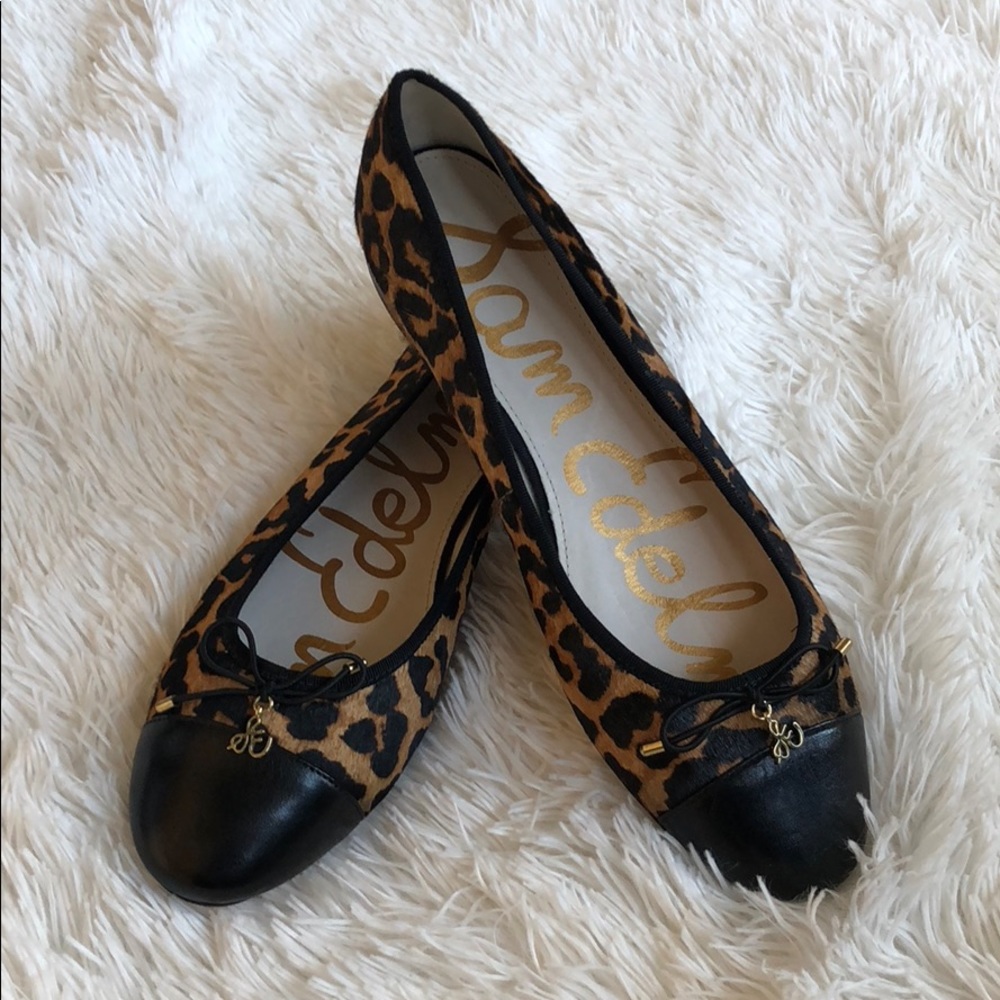Sam Edelman Calf Fur Leopard Print Flats